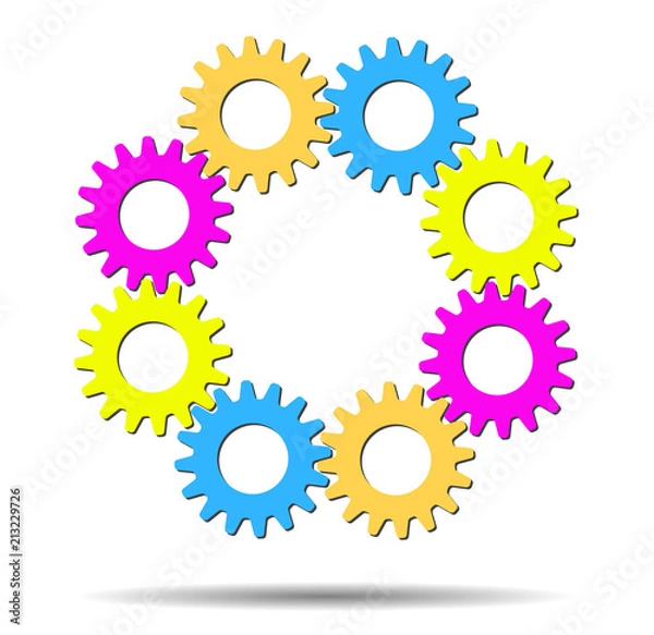 Fototapeta Colorful abstract gears, concept idea
