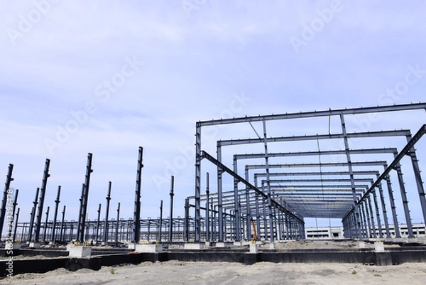 Obraz Steel frame construction plant under construction