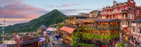 Fototapeta Top view of Jiufen Old Street in Taipei