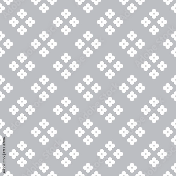 Fototapeta White and grey polka dot seamless pattern, geometric retro backg