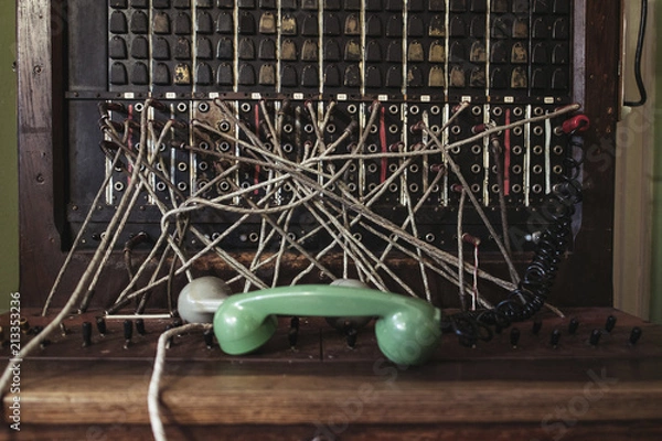Fototapeta Old telephone pbx switchboard