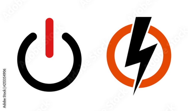 Fototapeta power icon and thunder vector