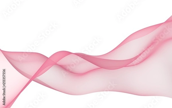 Fototapeta Abstract red wave. Light red scarf. Bright red ribbon on white background. Abstract red smoke. Raster air background. 3D illustration