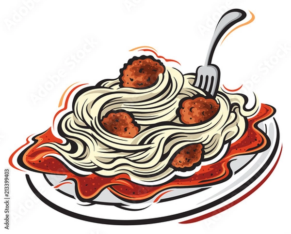 Fototapeta Spaghetti and meatballs