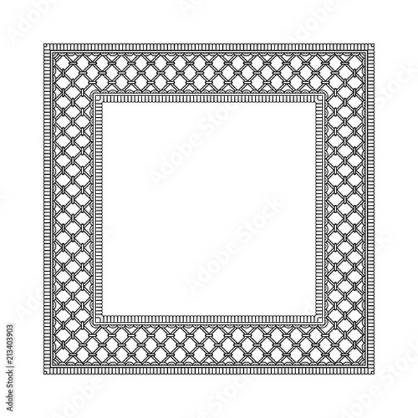 Fototapeta Frame Mehndi pattern for Henna drawing and tattoo. Decoration in oriental, Indian style.