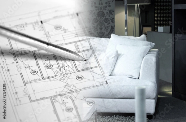 Obraz plan d'achitecture et intérieur