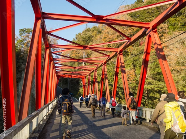 Obraz 養老渓谷の赤い橋