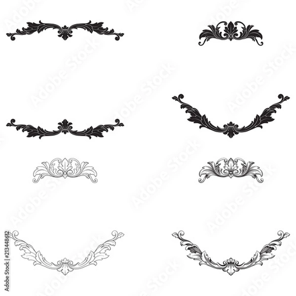 Obraz Classical baroque vector set of vintage elements for design.