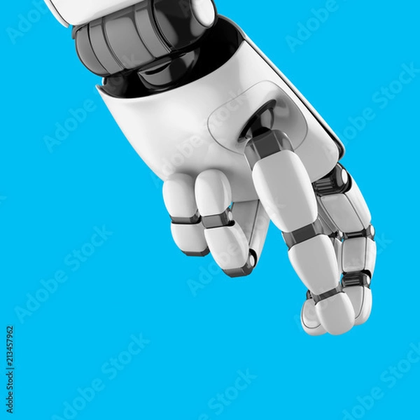 Obraz Robot hand holding something and putting it down. 3D rendering.