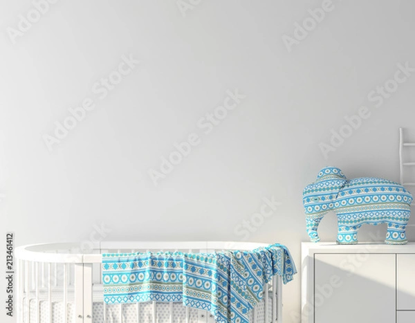 Fototapeta Mockup wall in child interior 3d rendering