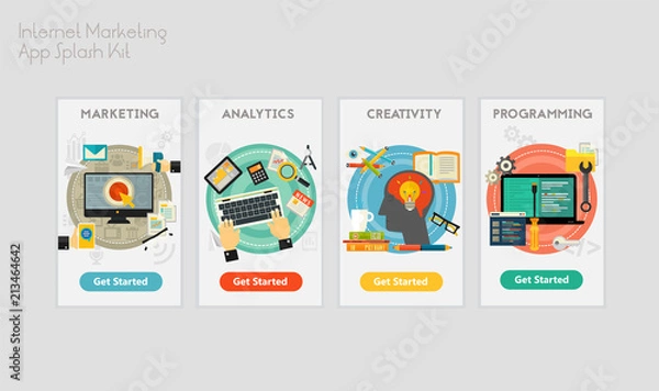 Obraz Flat design responsive UI mobile app mockups