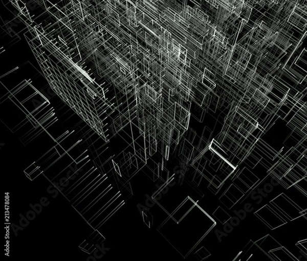 Fototapeta ワイヤーフレームの抽象的な背景