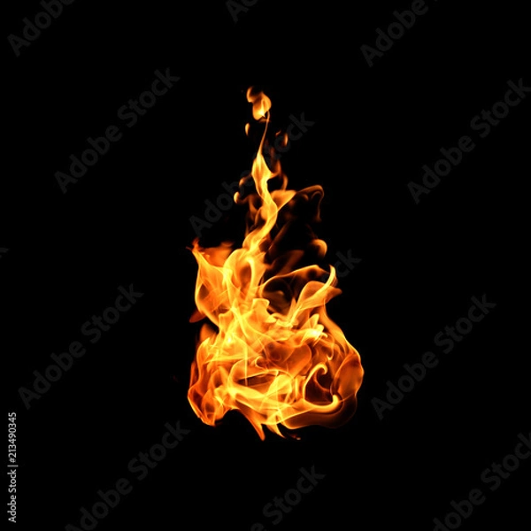 Obraz Płomienie ognia na czarnym tle.