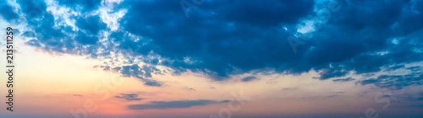 Fototapeta Panorama of beautiful red sky and cloud in sunset, colorful evening nature. High resolution.