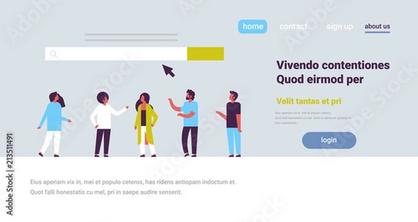 Fototapeta people over search online internet browsing web concept website WWW bar graphic flat horizontal copy space vector illustration