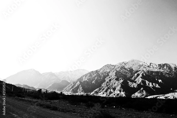 Obraz black and white mountains, clear sky