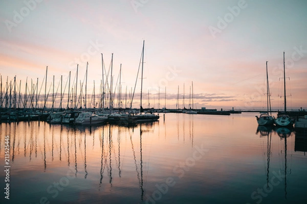 Fototapeta yachts at sunset