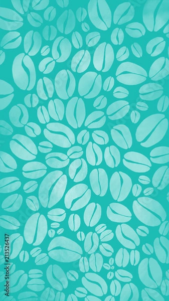 Fototapeta Teal Coffee Bean Pattern