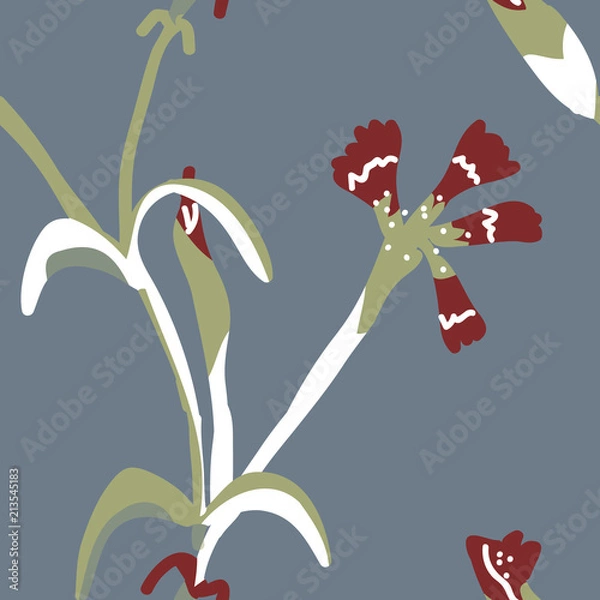 Fototapeta Simple pastel color floral pattern vector seamless
