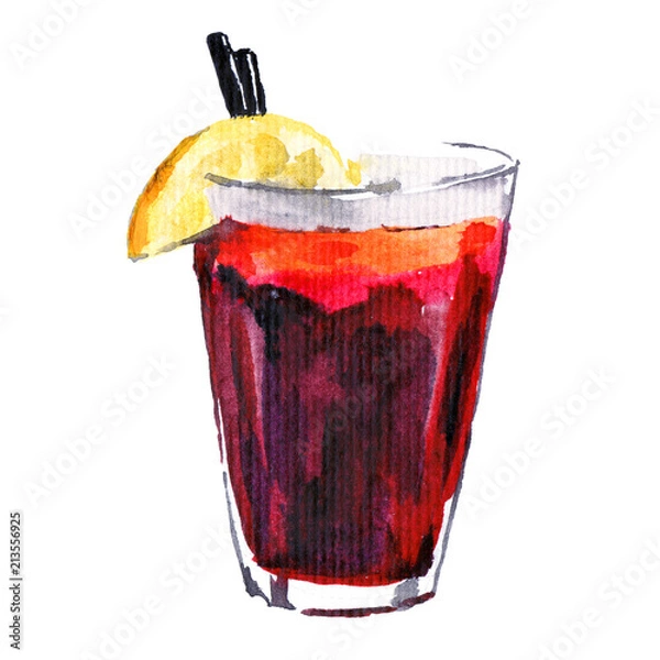 Obraz Tropical cocktails are made in watercolor. Isolation on a white background