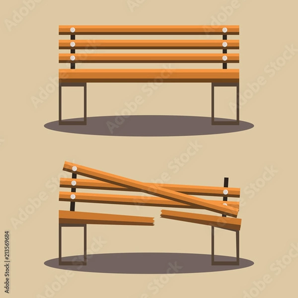Fototapeta bench and broken bench vector