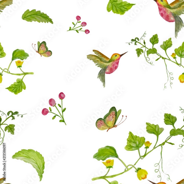 Fototapeta bird and flower pattern