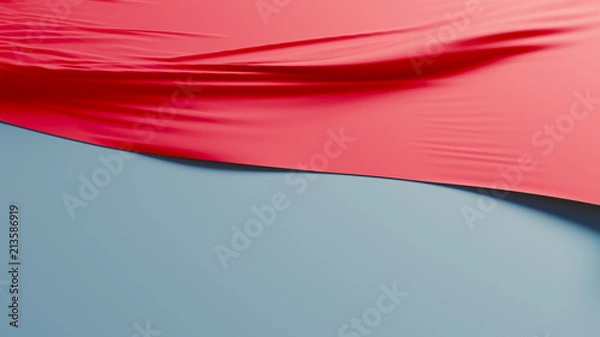 Fototapeta Smooth red fabric pulled to the side with soft shadows.