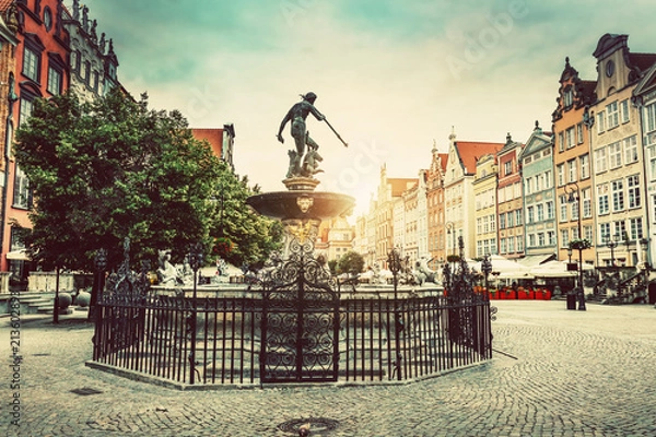 Obraz Fontanna Neptuna na Starym Mieście w Gdańsku.