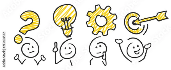 Fototapeta Sticky Strichmännchen Vektor Grafik Icons Piktogramme Erfolg