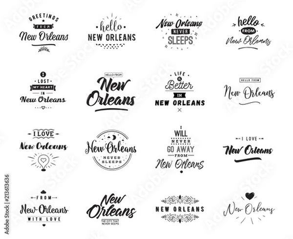 Fototapeta Greeting cards, vector design. Isolated logos. Typography set.