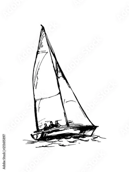 Obraz rysunek jachtu.