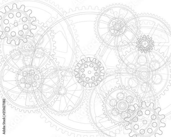 Obraz gears white gray02