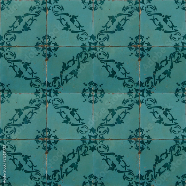 Fototapeta Collection of green patterns tiles