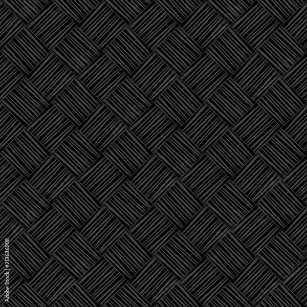 Obraz Black straw wicker striped geometric seamless pattern, vector