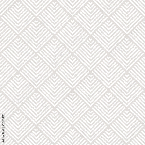 Fototapeta Beige and white striped squares ornament geometric abstract fabric seamless pattern, vector