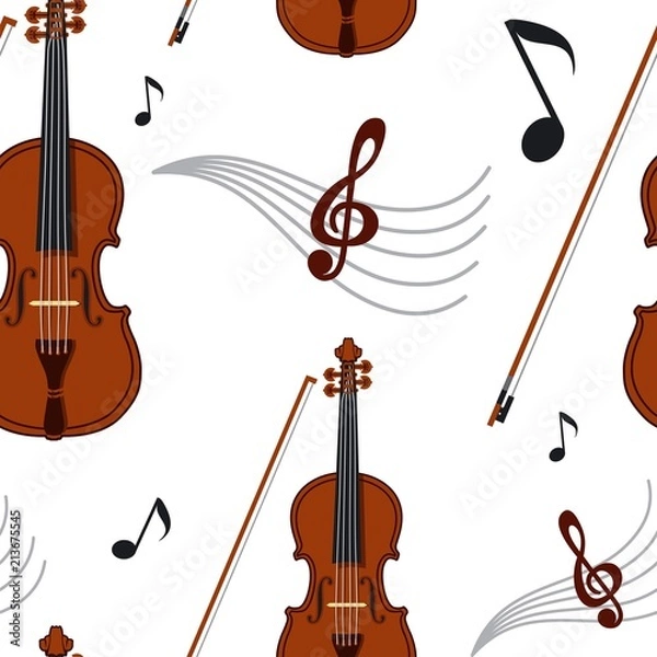 Obraz Seamless vector  pattern whith violin