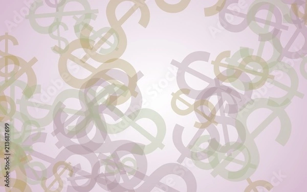 Fototapeta Multicolored translucent dollar signs on white background. Orange tones. 3D illustration
