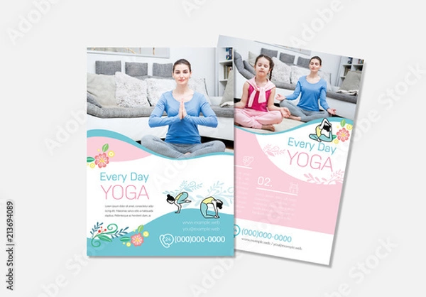 Fototapeta Yoga Flyer Layout with Photo Header Element