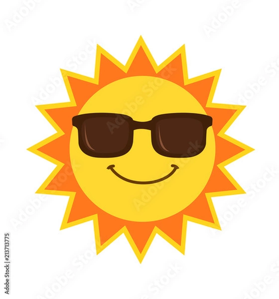 Fototapeta flat sun face icon illustration isolated on white vector 