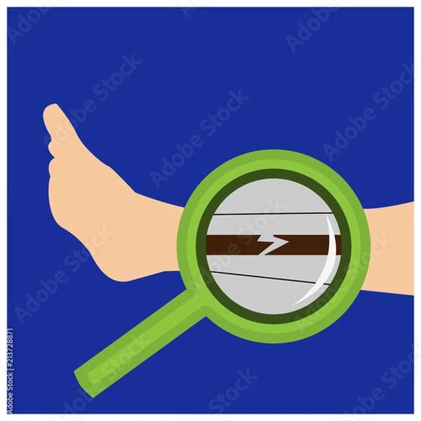 Fototapeta Magnifying glass and bone. illustration of healthy bones