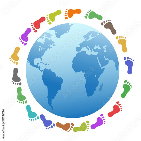 Obraz kolorowe ślady stóp na ziemi