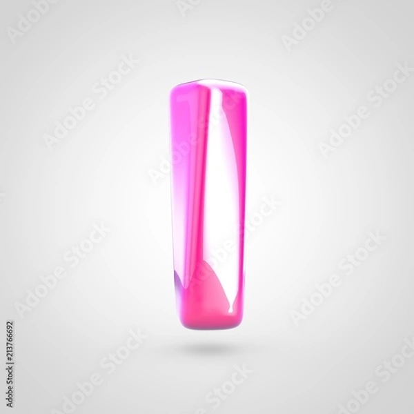 Fototapeta Pink letter I uppercase isolated on white background.