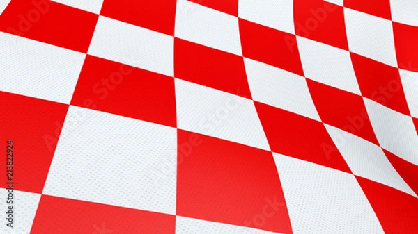 Fototapeta Close up of Croatian red and white check board waving flag