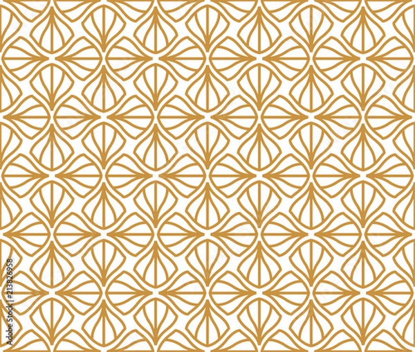 Obraz Abstract Golden Art Deco Seamless Background. Geometric Fish Scale Pattern.