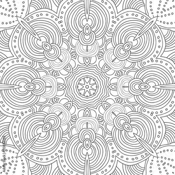 Obraz Vector uncolored pattern for coloring book. Mandala.