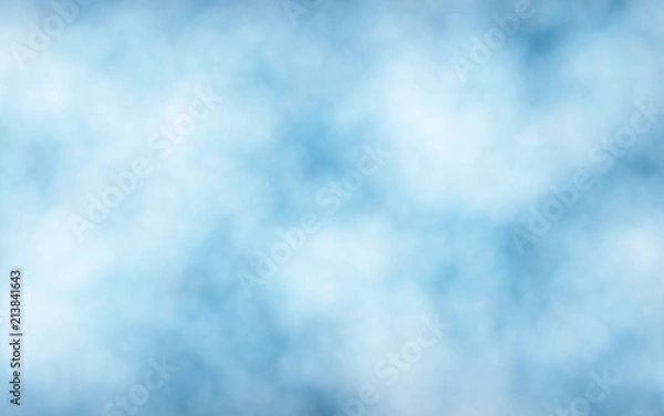 Fototapeta Background of abstract white color smoke isolated on blue color background. The wall of white fog. 3D illustration