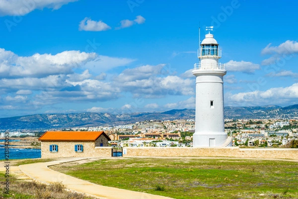 Fototapeta Llighthouse in Paphos archaeological site, Paphos, Cyprus