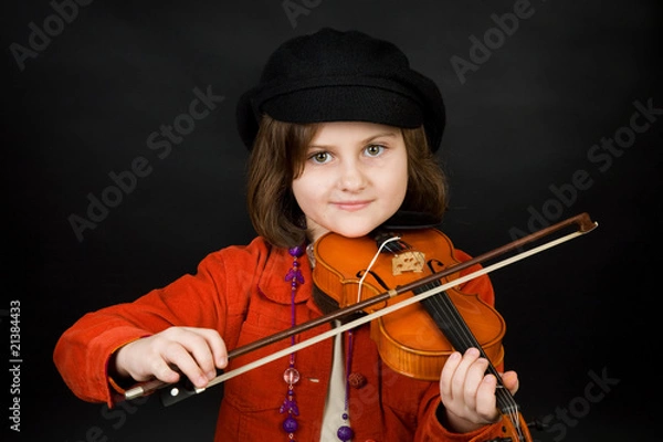 Fototapeta Girl practicing the violin