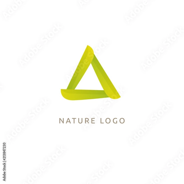 Fototapeta Abstract green leaf logo vector design. Environmental protection, ecology, healthy eating, Botanical Garden, park, forest, farm, agriculture vector sign.