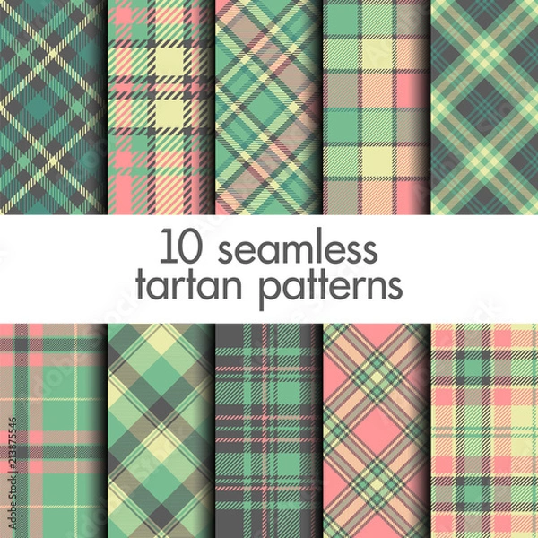 Obraz Set of seamless tartan pattern